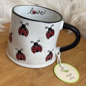 Global Design NWT Love Ladybug Simple Sweet 17 Oz Microwave Dishwasher Safe Mug